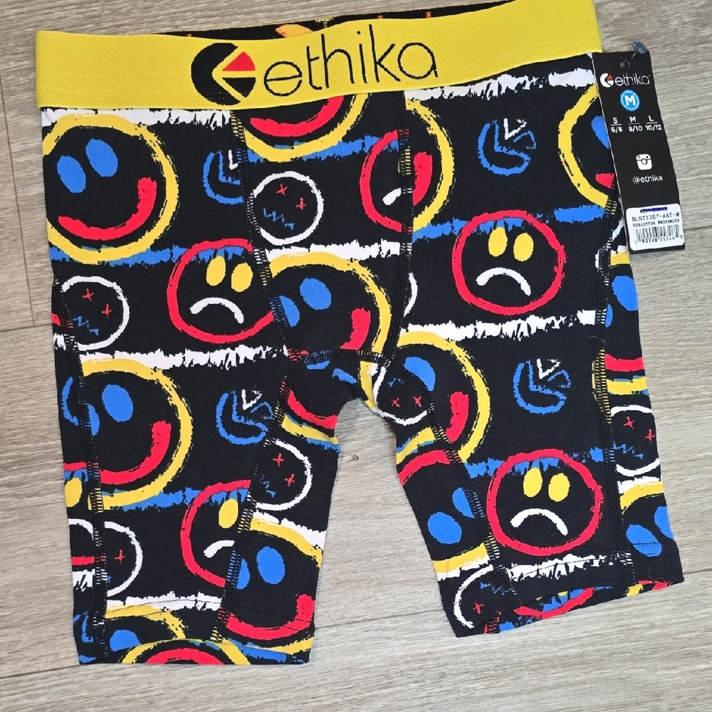 Ethika Kids Smiley Face Shorts - Black, Yellow, Red, Blue